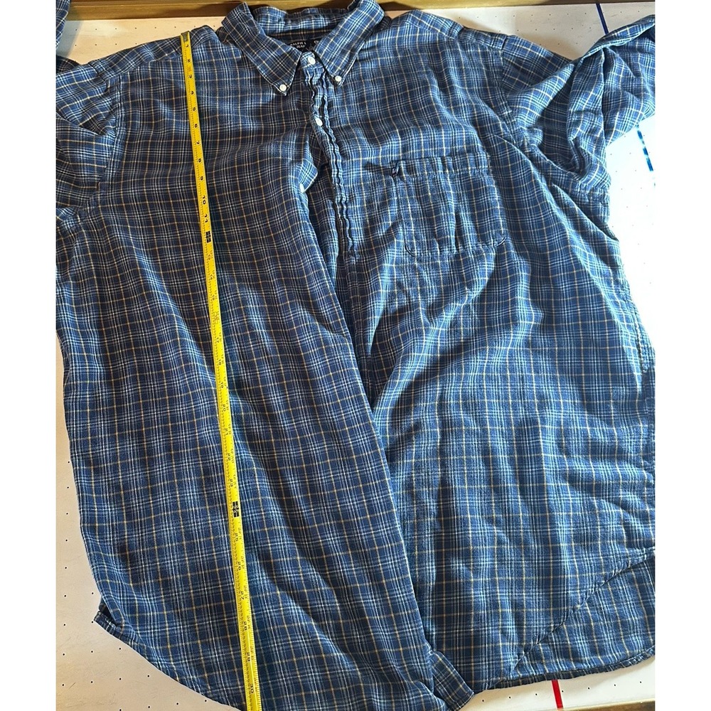 Ralph Lauren Jeans Co Button Down Flannel XXL Blue Yellow Plaid Shirt Excellent - Picture 7 of 10